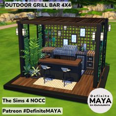 an outdoor grill bar 4x4 in the sims 4 nocc patio d'daytime maya