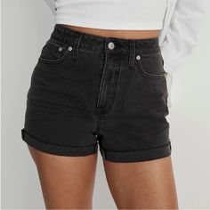 Madewell High Rise Denim Shorts Color: Black Size: 28 New With Tag Black Jeans For Everyday Summer Wear, Everyday Black Summer Jeans, Classic High Waist Washed Black Bottoms, Classic High-waist Washed Black Bottoms, Classic Black Jeans For Summer, Classic Black Summer Jeans, Black Straight Leg Jean Shorts, Mid-rise Washed Black Relaxed Fit Jean Shorts, Washed Black Mid-rise Relaxed Fit Jean Shorts