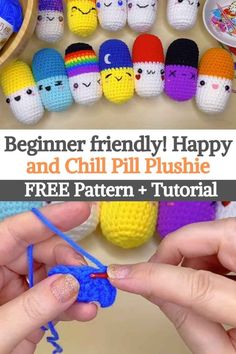 crochet pattern for beginner friendly happy and chill pill plushe