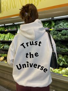 Trust the Universe Trendy Hoodie Spiritual Manifest Hoodies Print Ideas, Moon Branding, Spiritual Hoodie, Trust The Universe, Vsco Hoodie, Preppy Vsco, Business 101, Gift Aesthetic, Moon Print