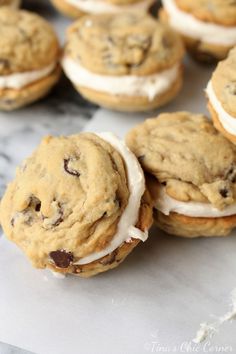 chocolate chip cookies with marshmallows and cream filling