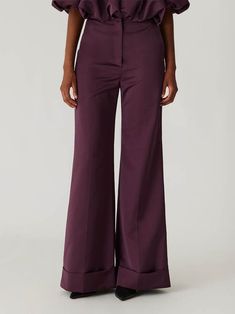 Find REBECCA TAYLOR Techy Sateen Wide Leg Pant on Editorialist. These pants feature a wide-leg silhouette, chic cuff detail, and a sophisticated sheen, perfect for adding a touch of elegance to any look. Ideal for both professional settings and chic evenings out. Wide-leg silhouette Chic cuff detail Sophisticated sheen 100% Polyester Dry Clean Only Purple Pants, Cuff Detail, Wide Leg Pant, Black Dress Pants, Professional Outfits, Rebecca Taylor, Bottoms Pants, Wide Leg Pants, Casual Pants