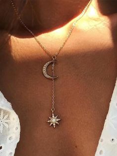 Fashion Bohemian Sun Moon Diamond Pendant Multilayer Necklace Set Affordable Earrings, Casual Necklaces, Trending Necklaces, Multi Layer Necklace, Moon Pendant Necklace, Buy Earrings, Clay Necklace, Stone Pendant Necklace, Moon Star