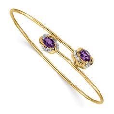 false Amethyst Bangle, Flexible Bracelet, Yellow Gold Bangle, Gemstone Bangle, Yellow Gold Jewelry, Amethyst Jewelry, Fine Jewelry Bracelets, Gold Bangle Bracelet, Gold Bangle