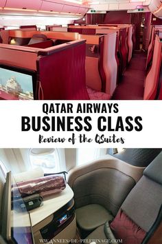 qatar airways business class review of the suites on an emirates airliner, with text overlay