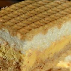 a waffle sandwich is cut in half and stacked on top of eachother