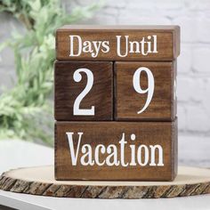 29 days until Vacation holiday countdown blocks by Birchmark Designs in walnut Baby Age Blocks, Personalized Wooden Letters, Wood Gifts Diy, Vacation Countdown, Countdown Blocks, Baby Name Blocks, Milestone Blocks, Number Blocks, Clothespin Crafts