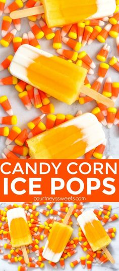 candy corn ice pops with orange and yellow candies