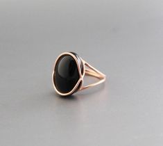 Natural Black Onyx Ring Rose Gold Ring 925 Sterling Silver | Etsy Minimalist Onyx Ring With Black Enamel, Minimalist Black Enamel Onyx Ring, Minimalist Open Ring With Black Enamel, Minimalist Black Oval Rings, Elegant Black Stackable Open Rings, Aqua Gemstone, Black Onyx Jewelry, Personal Energy, Black Stones