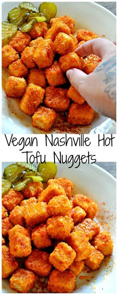 vegan nashville hot tofu nuggets with jalapenos