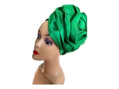 Green Pre tied Turban Hat Fitted Green Headwrap Headband, Fitted Green Headband Headwrap, Green Fitted Headband Wrap, One Size Chic Headwrap, Summer Wrap Turban, Green Turban For Summer (one Size Fits Most), Adjustable Green Headscarf For Spring, Green One-size Headwrap For Summer, Green One Size Fits Most Headscarf