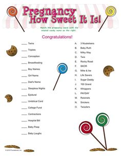 a candy themed baby shower game