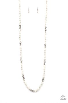 Paparazzi Girls Have More Funds White Long Necklace Smoky Crystal, Mobile Boutique, White Pearl Necklace, Necklace Sets, Paparazzi Accessories, White Necklace, Paparazzi Jewelry, Necklace Earring Set, Affordable Fashion