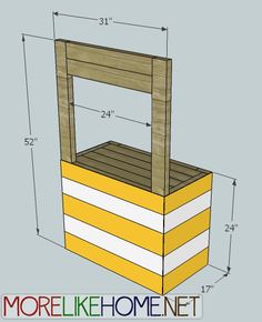 a yellow and white crate sitting on top of a gray background with the words more like homenet above it