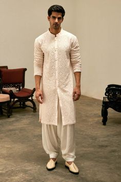 Ankit V Kapoor | Umair Light Pink Kurta And Salwar | INDIASPOPUP.COM Men Kurta Designs Style