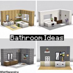 four different types of bathroom designs with text overlay that reads, bathroom design ideas