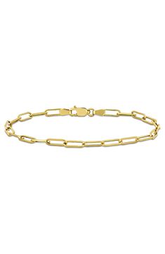 Add stylish shine to your wrist with this Italian-crafted paperclip chain bracelet made from 14k gold. 3.3mm Lobster clasp closure 14k gold Made in Italy Paperclip Bracelet, Paper Clip, Womens Jewelry Bracelets, Bracelet Making, Chain Bracelet, Lobster Clasp, Nordstrom Rack, Size 7, Nordstrom