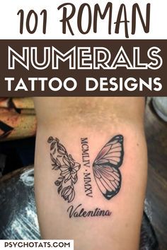 tattoo designs for women and men with the words, numbers, and butterflies on them