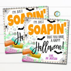 two personalized halloween soaps for kids to use on their own face and body