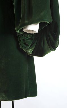 Velvet Drapes, Draped Sleeves, Drape Sleeves, Evening Jackets, Ruffled Collar, Under Dress, Fabric Covered Button, Green Silk, Silk Velvet