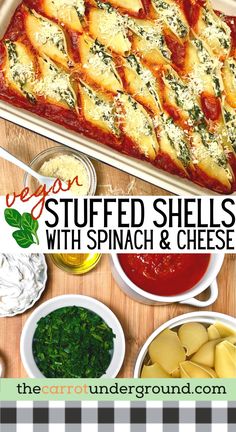 an image of stuffed shells with spinach and cheese