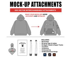 the instructions for how to make a hoodie with an attached tag and zippers