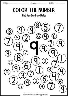 color the number 8 and 9 with numbers to 10 on each page in this worksheet