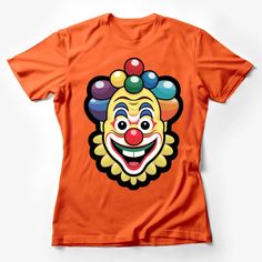 Colorful Clown Face T-Shirt, Vibrant Circus Clown Graphic Tee, Fun Carnival Apparel, Unisex T-shirt Female T-Shirt Custom graphic T-Shirt.Customize your color Orange Cotton Tops With Cartoon Print, Playful Short Sleeve Top For Fan Merchandise, Orange Cotton Top With Cartoon Print, Playful Cartoon Print Crew Neck T-shirt, Playful Crew Neck T-shirt With Cartoon Print, Fun Short Sleeve Tops With Cartoon Print, Playful Multicolor Short Sleeve T-shirt, Playful Orange Graphic Print Tops, Playful Orange Crew Neck Top