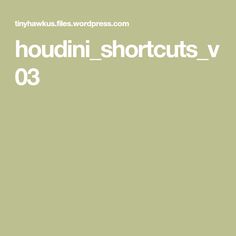 the words houdini shortcuts v03 are in white on a green background