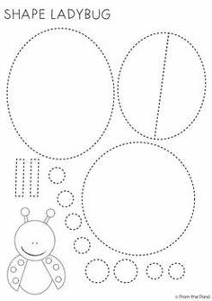 the shape ladybug worksheet for children to learn how to draw it