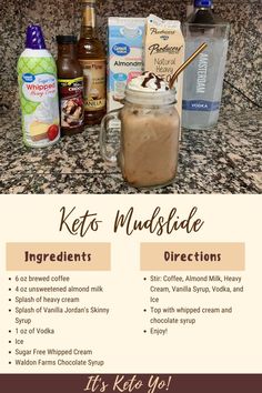 the ingredients for keto mudshade are shown here