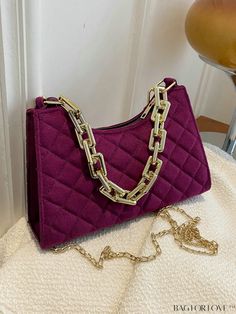 BagForLove - Chic Quilted Baguette Crossbody with Chain Detailing Product Description Color Purple Bag Size Small Strap Type Chain Pattern Type Quilted Closure Type Zipper Style Fashionable Composition 100% Polyester Material Polyester Size Chart INCH CM Strap Length Bag Length Bag Width Bag Height 47.2 inch 9.3 inch 2.6 inch 5.9 inch Strap Length Bag Length Bag Width Bag Height 120 cm 23.5 cm 6.5 cm 15 cm Details Pictures Similar Products h2 { text-align: center; } /* æ¢è¡ */ li{ white-space: Trendy Square Baguette Bag For Parties, Square Baguette Bag For Parties, Trendy Baguette Bag With Chain Strap For Party, Trendy Party Baguette Bag With Chain Strap, Trendy Gold Baguette Bag For Party, Trendy Evening Baguette Bag With Chain Strap, Chic Purple Shoulder Bag With Chain Strap, Chic Quilts, Purple Bag