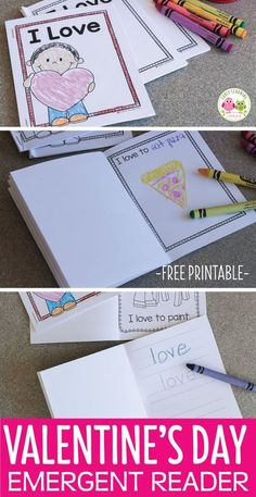 valentine's day emergent reader with free printables for kids to use