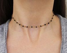 Black Rosary, Choker Necklace Black, Bead Rosary, Black Choker Necklace, Dainty Choker, Bead Choker, Boho Choker, Rosary Chain, Black Choker