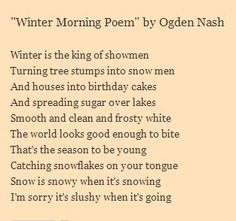 the poem is written in black and white on an orange background with snowflakes