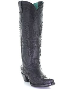 Corral Women's Vintage Black Eagle Overlay Western Boots - Snip Toe, Black Logger Boots, Womens Cowgirl Boots, Black Cowboy Boots, Boot Barn, Corral Boots, Black Eagle, Black Cowboy, Boots Square Toe, Tall Riding Boots