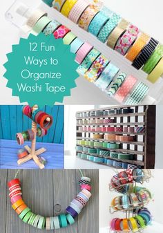 several different ways to organize washi tape