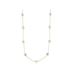 Lined from end to end with dazzling Cubic Zirconia, this 10k gold station necklace beautifully completes your look. Lined from end to end with dazzling Cubic Zirconia, this 10k gold station necklace beautifully completes your look. Metal: 10k gold Chain length: 18 in. Packaging: boxed Finish: polished Made with Cubic Zirconia Chain type: cable Size: One Size. Color: White. Gender: female. Age Group: adult. Classic Diamond Cut Station Necklace For Formal Occasions, Classic Diamond Cut Station Necklace For Formal Events, Classic Gold Station Necklace With Brilliant Cut, Formal Gold Station Necklace With Brilliant Cut, Classic Yellow Gold Station Necklace For Anniversary, Yellow Gold Station Necklace With Diamond Accents For Anniversary, Dainty Station Necklace With Diamond Accents For Formal Events, Classic Yellow Gold Station Necklace With Brilliant Cut, Classic 14k Gold Station Necklace