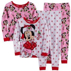 Disney's Minnie Mouse Toddler Girl 4-pc. Christmas Pajama Set Christmas Minnie Mouse, Girls Christmas Pajamas, Girls Pjs, Christmas Pajamas Kids, Toddler Pajamas, Ad Fashion, Christmas Pajama Set