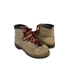 Vintage Mountain Boots Preowned, Vintage Condition Vibram Soles Made In Usa Mens Size 8b Photos Are Part Of The Items Description Mountain Boots, Goth Boots, Mens Hiking Boots, Vintage Woolrich, Vintage Flannel, Suede Leather Boots, Vintage Suede, Flannel Women, Leather Lace Up Boots