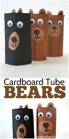 Create a zoo and fill it with this simple cardboard tube bear craft. It's a simple and fun kids craft that makes use of recycled materials. Tube Crafts, Bear Craft, Cardboard Craft, Toilet Paper Crafts, Quick Crafts, Bear Crafts, Toilet Paper Roll Crafts, Animal Crafts For Kids