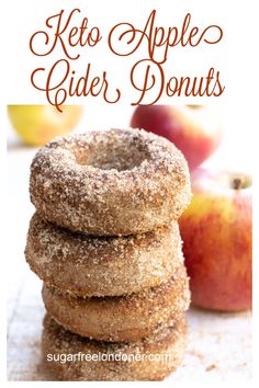 apple cider donuts stacked on top of each other