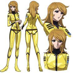 an anime character with blonde hair and yellow outfit, standing in front of the camera