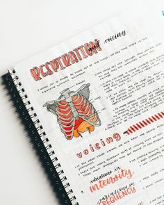 a spiral notebook with an image of a ribb on it and the words restoratory written in red