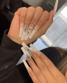 Tapered Square, White Acrylic Nails, Her Nails, Square Acrylic Nails