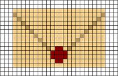 a cross stitch pattern with a red square in the middle and two squares on each side