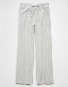 AE Fleece Waffle Wide-Leg Pant Aerie Waffle Pants, Waffle Knit Pants, Men Shoes With Jeans, Waffle Pants, Comfy School Outfits, Clothes Pajamas, Dream Wishlist, Cute Outfits With Leggings, Wide Leg Lounge Pants