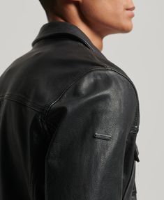 Men's - 70s Leather Jacket in Black | Superdry UK