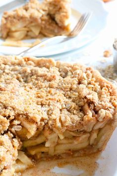 a close up of a pie on a plate