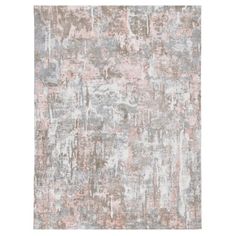 an abstract rug with pink, grey and white colors